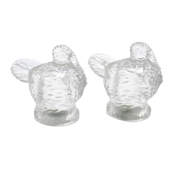 Shannon Clear 24% Crystal Decorative Thanksgiving Turkey Salt Pepper Shaker Set - Picture 1 of 9